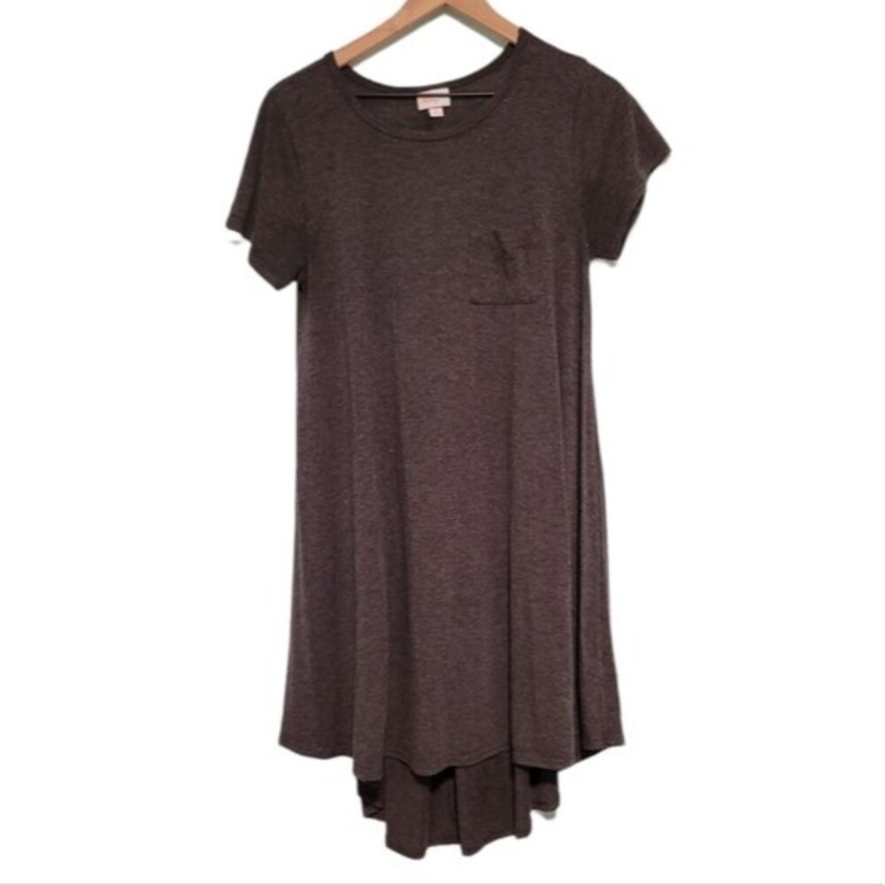 Lularoe Solid Gray Carly Dress T-Shirt Dress Pocket Size Small